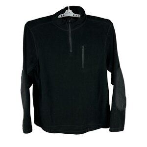 Condor Men's Black Fleece Pullover XL Zippered Chest Pocket Elbow Patches
